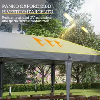 Gazebo pieghevole 6x3 Pop up con altezza regolabile a 3 livelli e borsa da trasporto, Gazebo da esterno resistente in acciaio e tessuto Oxford, per giardino, feste, campeggio, grigio chiaro