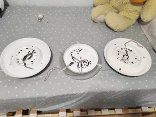 Lámparas de techo (madera, azul, cristal) las 3