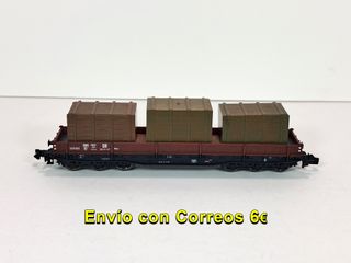 Escala N Vagón plataforma con carga grandes cajas