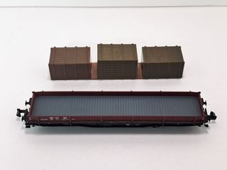 Escala N Vagón plataforma con carga grandes cajas