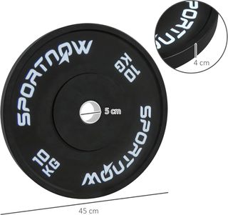 Juego De 2 Discos De Gimnasio De 10/20Kg, Discos Para Barra Y Mancuernas Con Conexión Ø5 Cm Para Entrenamiento En Casa Y Gimnasio, Negro