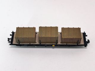 Escala N - Vagón plataforma con teleros y cajas