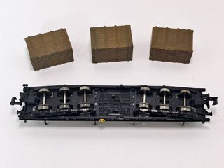 Escala N - Vagón plataforma con teleros y cajas