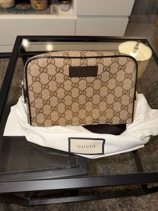 Riñonera Gucci Marrón y Beige Original con factura