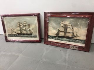 2 Quadri Antichi di Navi Marinare