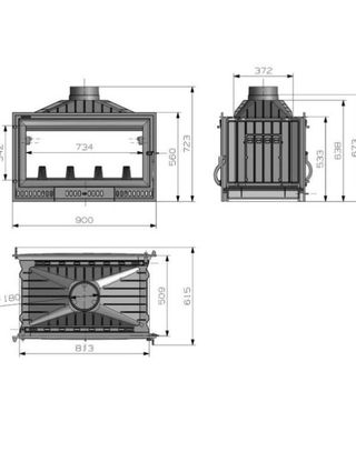 Estufa de Leña Hogar 90  de 2 Caras CAST1007