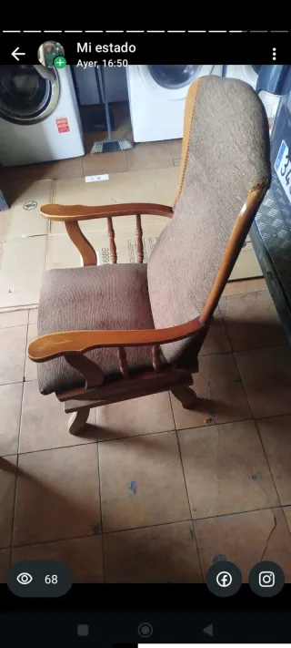 2 Sillones Balancines Madera y Tela