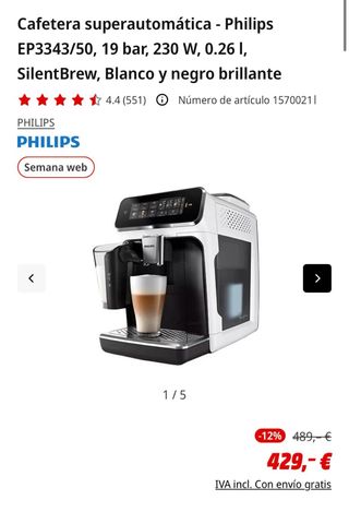 Cafetera Philips EP3343/50. Abierta solo para foto
