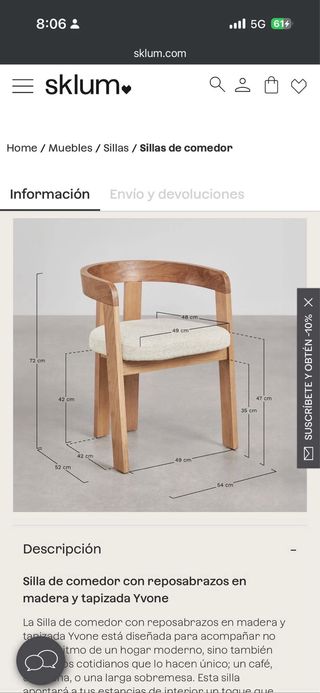 Pack 4 Sillas Comedor Tapizadas Reposabrazos