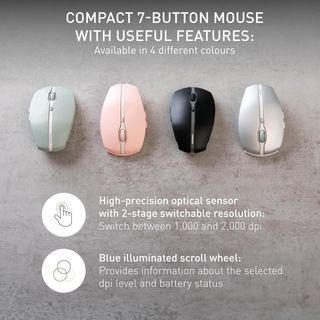 CHERRY GENTIX BT, Ratón Inalámbrico Bluetooth, Función Multidispositivo para hasta 3 Dispositivos