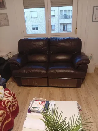 Sofá de piel 3 plazas + Sofá 2 plazas