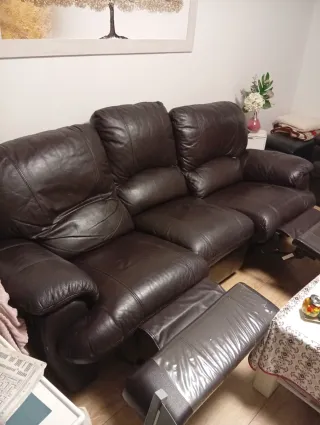 Sofá de piel 3 plazas + Sofá 2 plazas