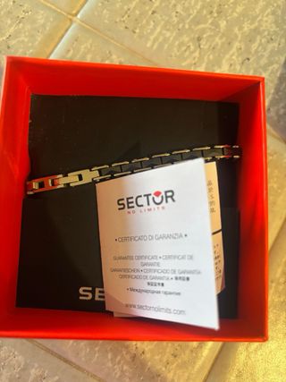 Bracciale Sector uomo nero e argento