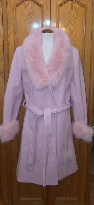 Abrigo rosa con pelo desmontable xl/xxl.