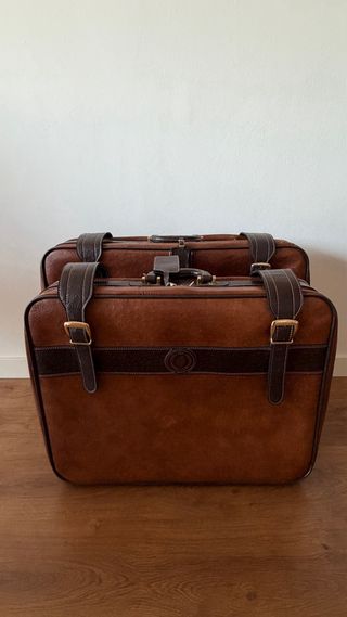 Pareja Maletas Vintage Piel Ángel Andreu