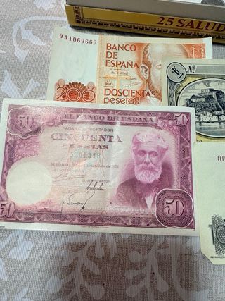 Lote monedas y billetes herencia