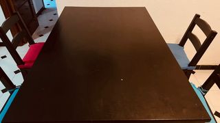 Mesa alta roble negra con 4 sillas