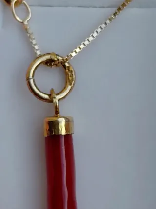 Collana+corno di corallo e arg.925 mai usato