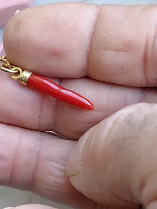 Collana+corno di corallo e arg.925 mai usato