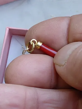 Collana+corno di corallo e arg.925 mai usato