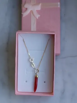 Collana+corno di corallo e arg.925 mai usato