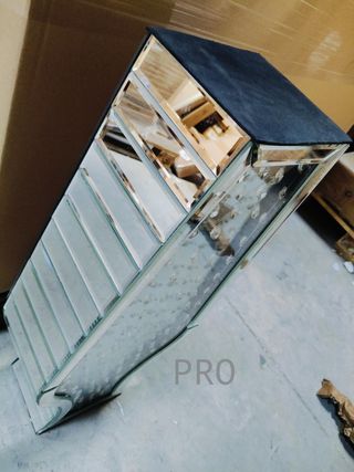 Vaso decorativo da terra moderno, grande in cristallo con cristalli, struttura in MDF, 70 x 29 x 15 cm, argento