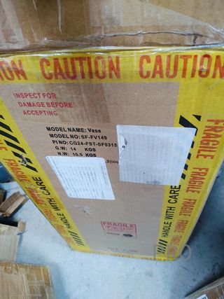 Vaso decorativo da terra moderno, grande in cristallo con cristalli, struttura in MDF, 70 x 29 x 15 cm, argento