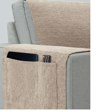 Funda sofá 3 plazas chaise longue beige/gris