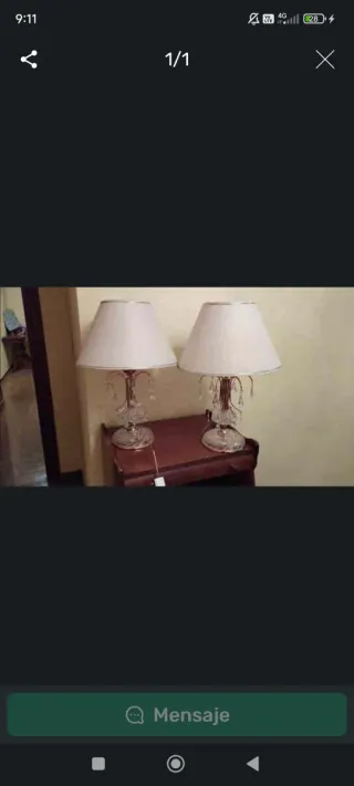 Lámparas Vintage Cristal y Tela