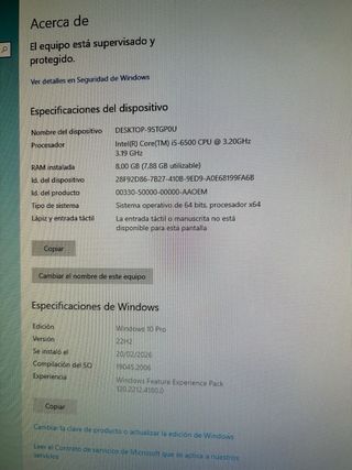 Ordenador Escritorio Intel Core I5 y 8gb Ram