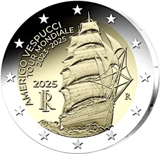 Moneda 2 euros Italia 2025 Amerigo Vespucci