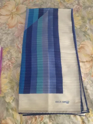 Foulard Olga Greco vintage blu e bianco