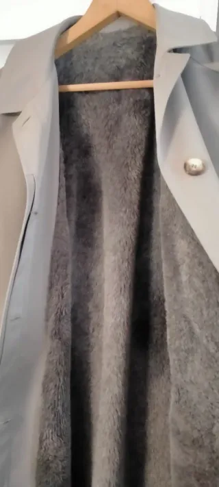 Gabardina mujer gris beige nueva forrada x dentro.