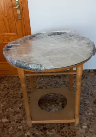Mesa camilla redonda madera con cristal