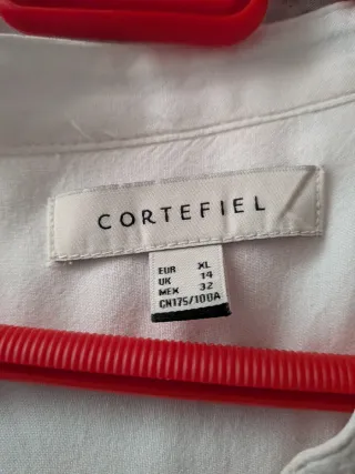 Blusón Cortefiel bordado flores blanco