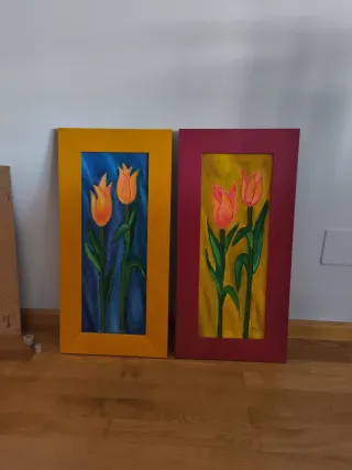 Quadri di tulipani dipinti a mano