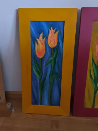 Quadri di tulipani dipinti a mano