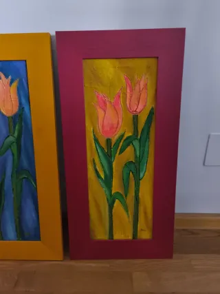 Quadri di tulipani dipinti a mano