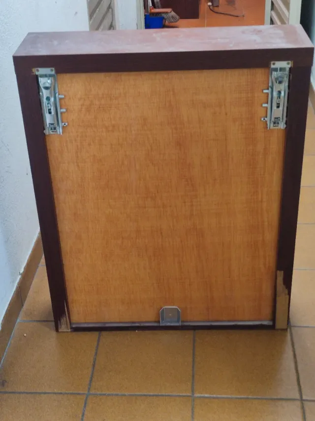 Mueble baño madera y cristal