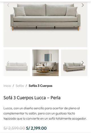 GRAN OPORTUNIDAD! A ESTRENAR Sofá 3 Cuerpos Lucca