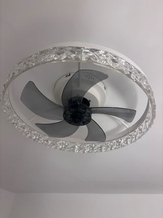 Lámpara techo cristal con ventilador
