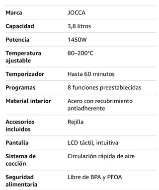 Freidora de aire Jocca