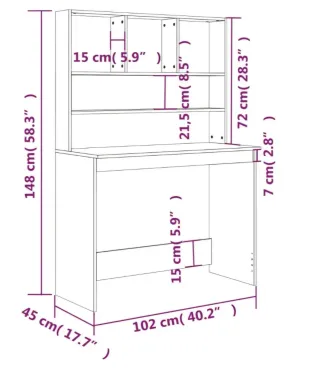 Escritorio con estantes contrachapado gris