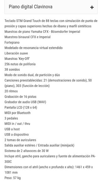 Piano Yamaha Clavinova CLP 735 Negro Pulido