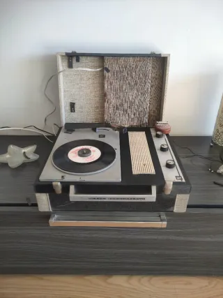 Tocadiscos Maletín Vintage Beige/Gris