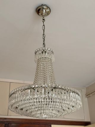 Lámpara araña cristal plata