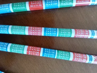 5 Matite Vintage con Tavole di Moltiplicazione