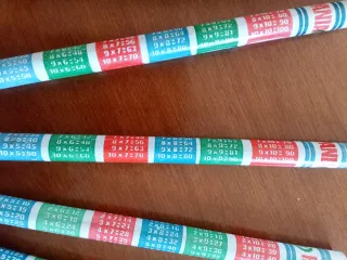 5 Matite Vintage con Tavole di Moltiplicazione