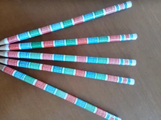 5 Matite Vintage con Tavole di Moltiplicazione