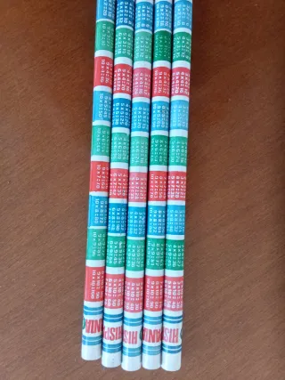 5 Matite Vintage con Tavole di Moltiplicazione